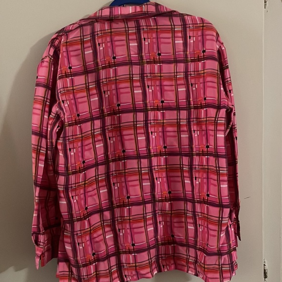 Vintage SLB hot pink plaid 100% silk button down - Picture 8 of 8